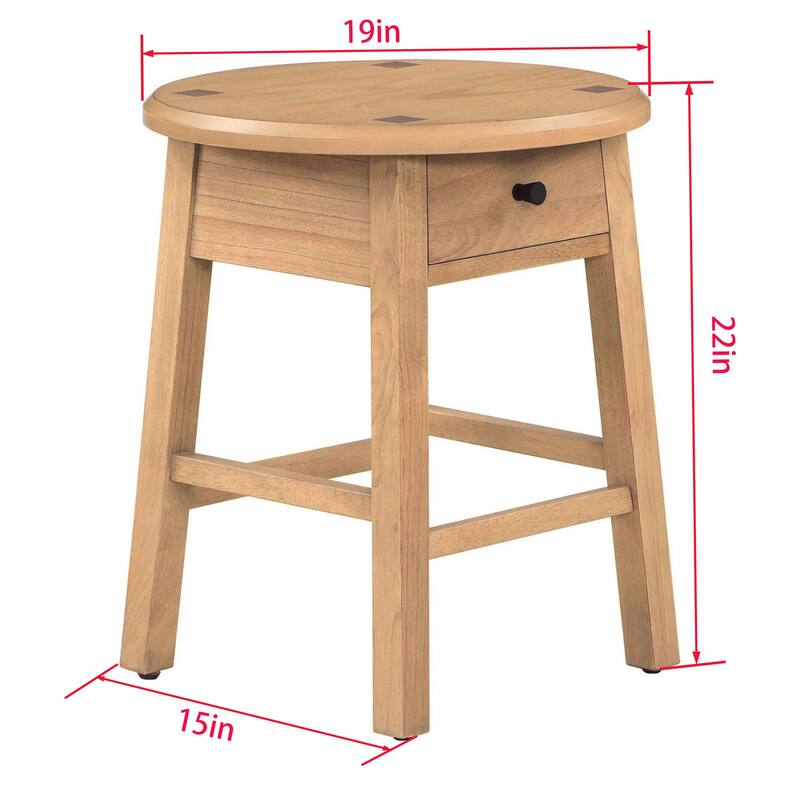 Coffee Table Natural Side Table with Drawer, Bedside Table Nightstand Lamp Table End Table Corner Table