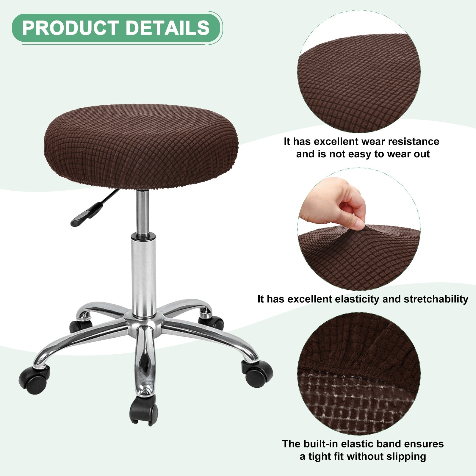 Bar Stool Covers Round Polyester Corn Grid Seat Covers with Elastic Bands