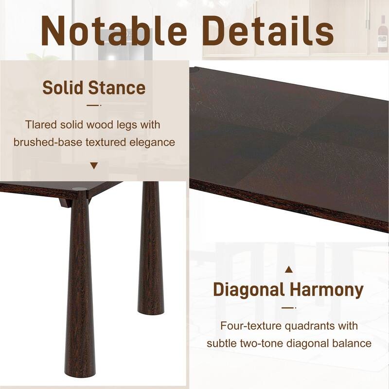 7-Piece Retro Dining Table Set for 6, Wood Dining Table Set for 6 with Upholstered Chairs for kitchen & Dining Room