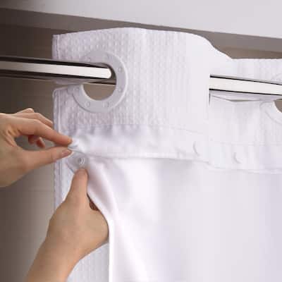 Hookless It's A Snap Snap-in Fabric Water Resistant Shower Curtain Replacement Liner for Hookless Curtain