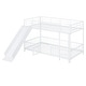 preview thumbnail 19 of 36, Unique Design Twin over Twin Size Metal Bunk Bed with Slide and Guardrails