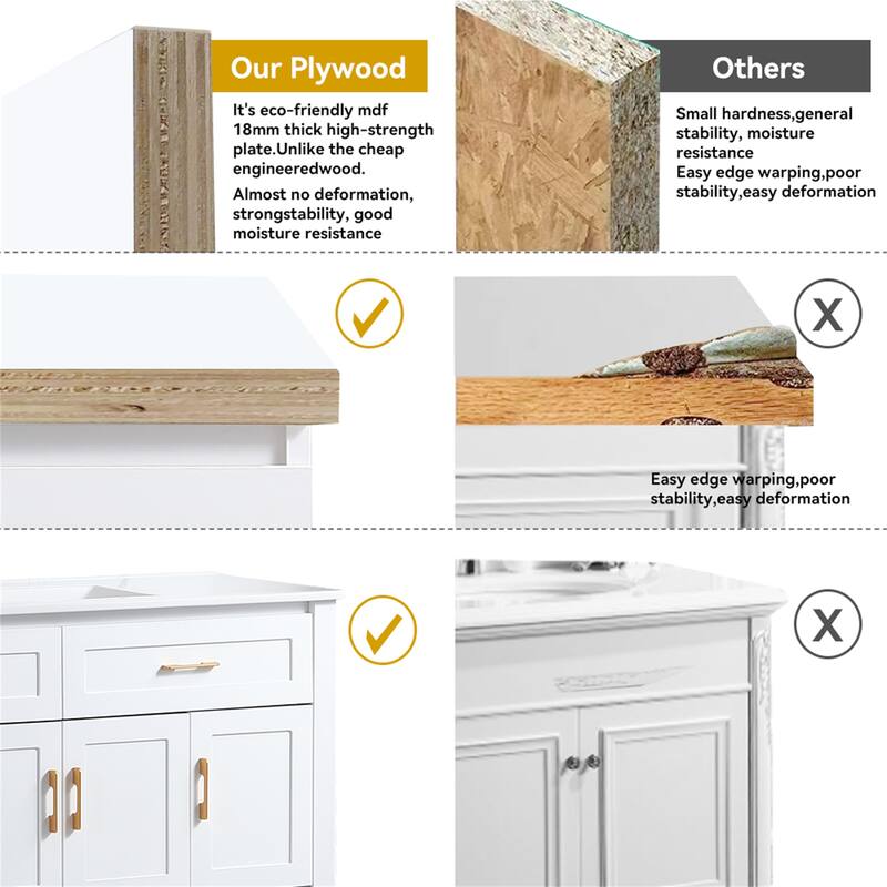 48" Bathroom Vanity with Ceramic Sink Combo