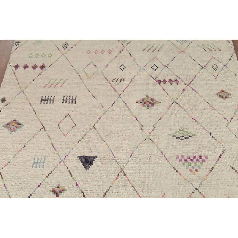 Geometric Moroccan Area Rug Handmade Wool Carpet - 5'10"x 9'9"