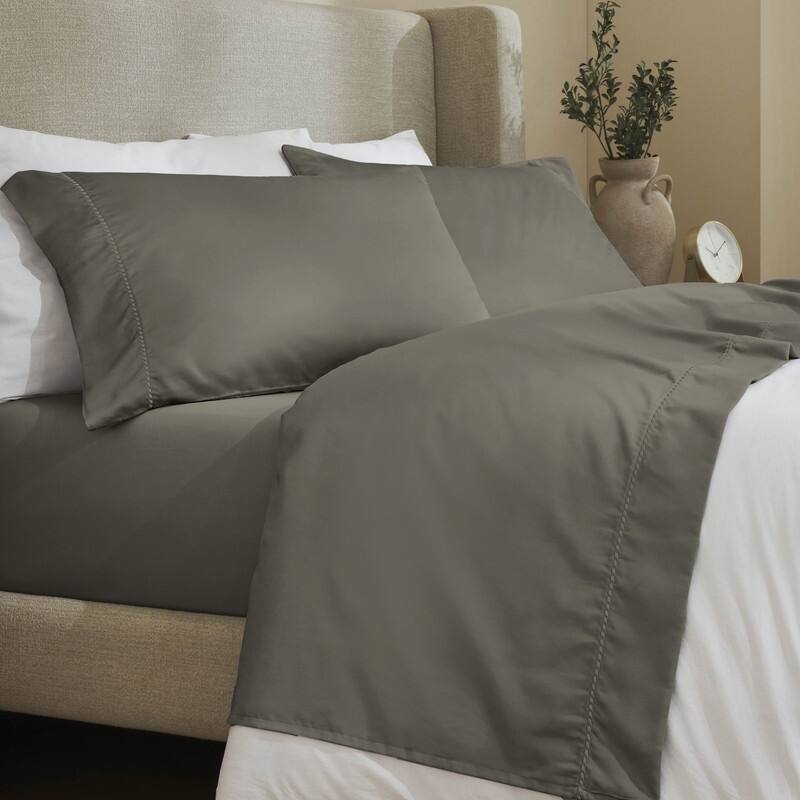 Superior Imperia Cotton Blend Embroidered 600 Thread Count Sheet Set - King - Grey