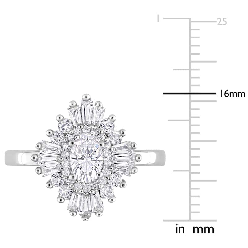 Miadora 2 3/8ct TGW Created White Sapphire Floral Ring in Sterling Silver