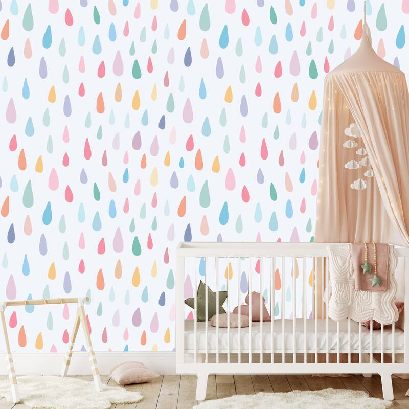 Watercolored Rain Drops Peel and Stick Wallpaper