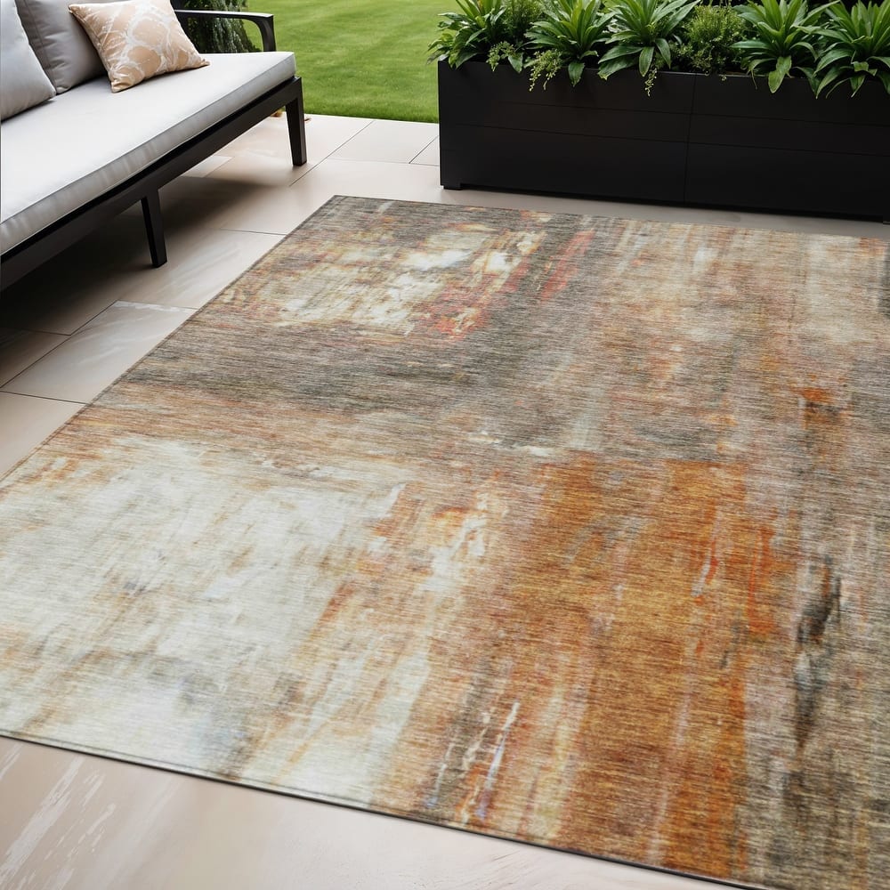 HomeRoots Abstract Transitional Rectangle Outdoor Rug