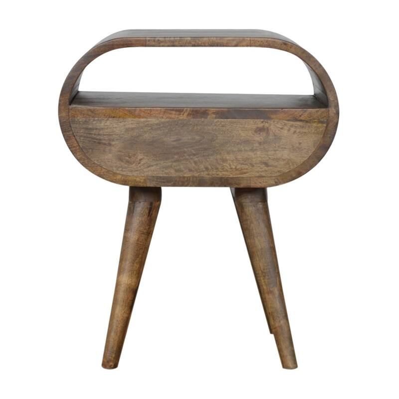 Solid Wood Grey Washed Circular Bedside