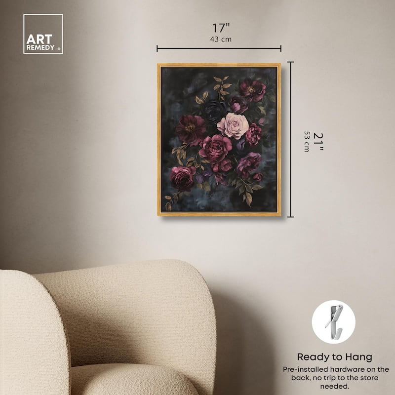 Vintage Dark Roses Canvas by Art Remedy