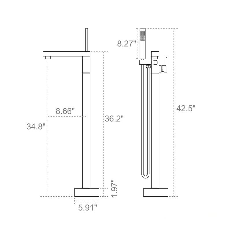Freestanding Floor Mount Bath Tub Faucet with Handheld Shower