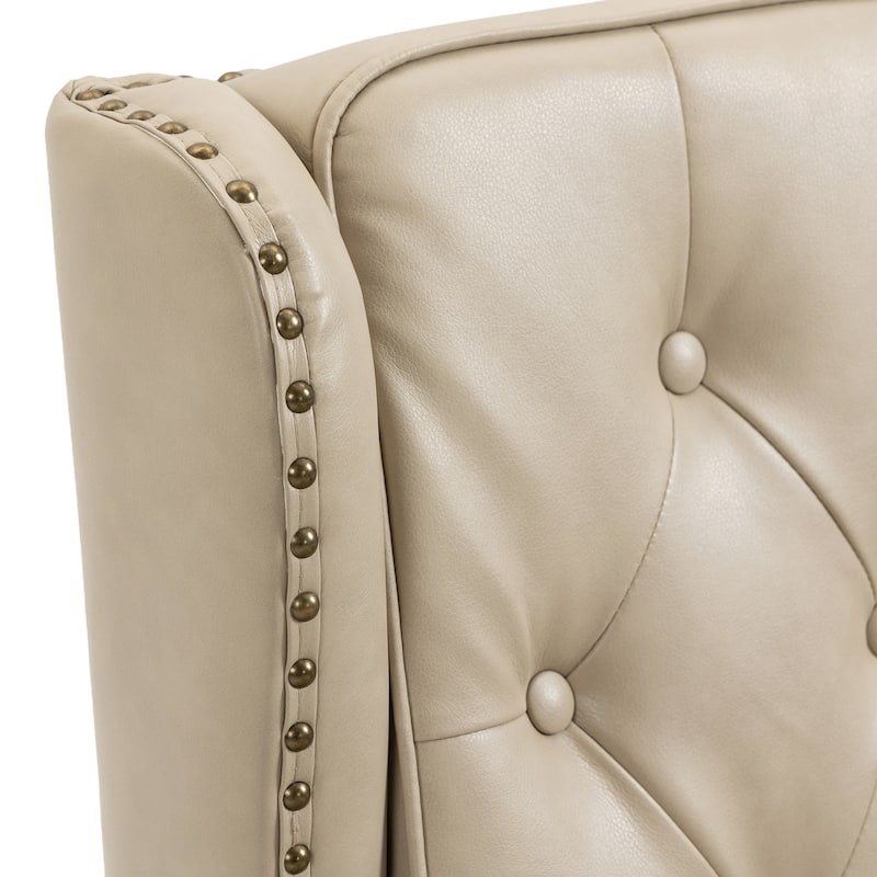 Camel Modern 29.33" High Back Upholstered Arm Chair with Sturdy Wood Legs and Nailheads for Living Room