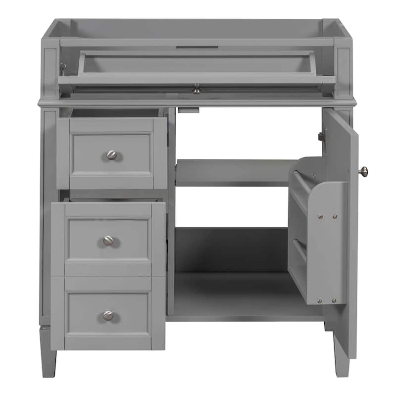 30" Bathroom Vanity without Top Sink, Modern Bathroom Storage Cabinet with 2 Drawers and a Tip-out Drawer (NOT INCLUDE BASIN)