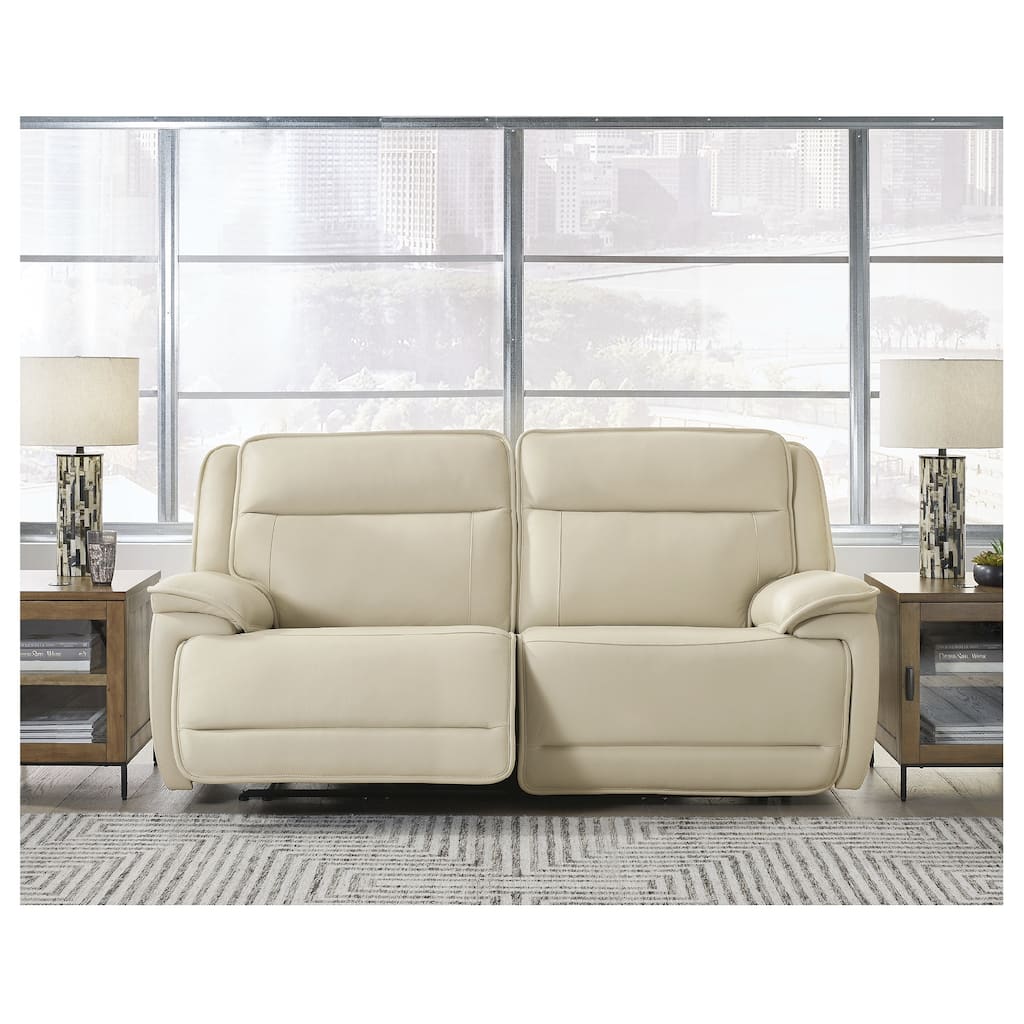 Signature Design by Ashley Double Deal Beige 2-Piece Power Reclining Sectional Loveseat Sectional - 82.75"W x 41"D x 42.5"H
