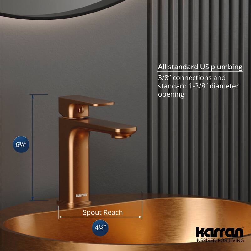 Karran Venda KBF510 Single-Handle Single Hole Basin Bathroom Faucet with Matching Pop-up Drain