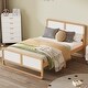 preview thumbnail 9 of 8, Modern Queen Solid Wood Platform Bed, Walnut & White, No Box Spring