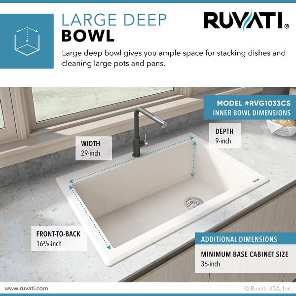 what size undermount sink for 33 inch base cabinet ruvati 33 x 22 inch epigranite drop in topmount granite what size undermount sink for 33 inch base cabinet ruvati 33 x 22 inch epigranite drop in topmount granite