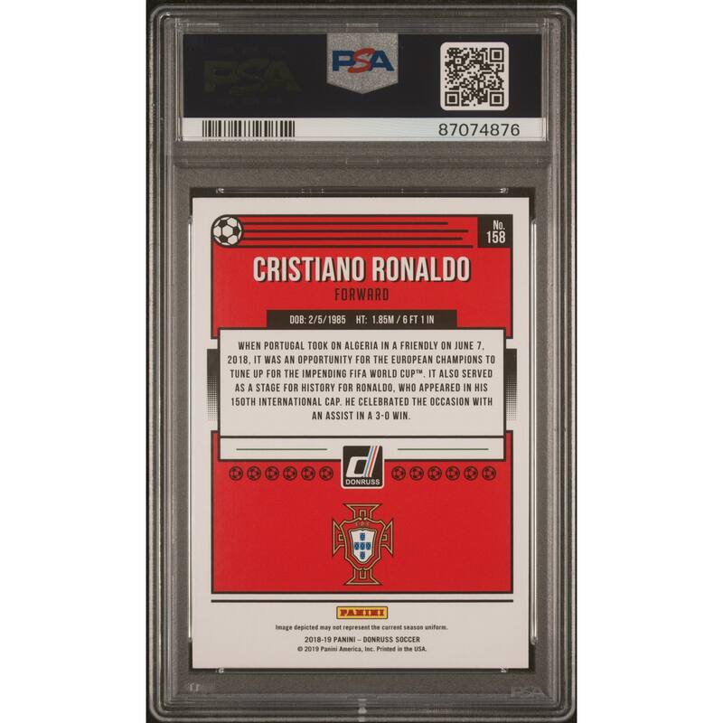 Cristiano Ronaldo 2018 Panini Donruss Press Proof Red Soccer Card #158 PSA 10 - 8'6" x 11'6"