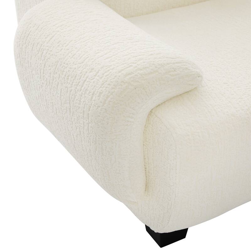3-Seater Sofa Chenille Upholstered Couch Fully Compressed Design Sofa with Arc-shaped Armrests for Living Room, Apartment