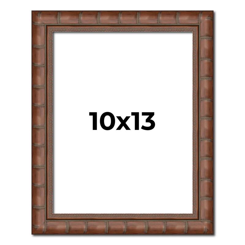 10x13 Brown Modern Bamboo Picture Frame - UV Acrylic, Foam Board Backing, Hanging Hardware - Holds 10x13 Photo