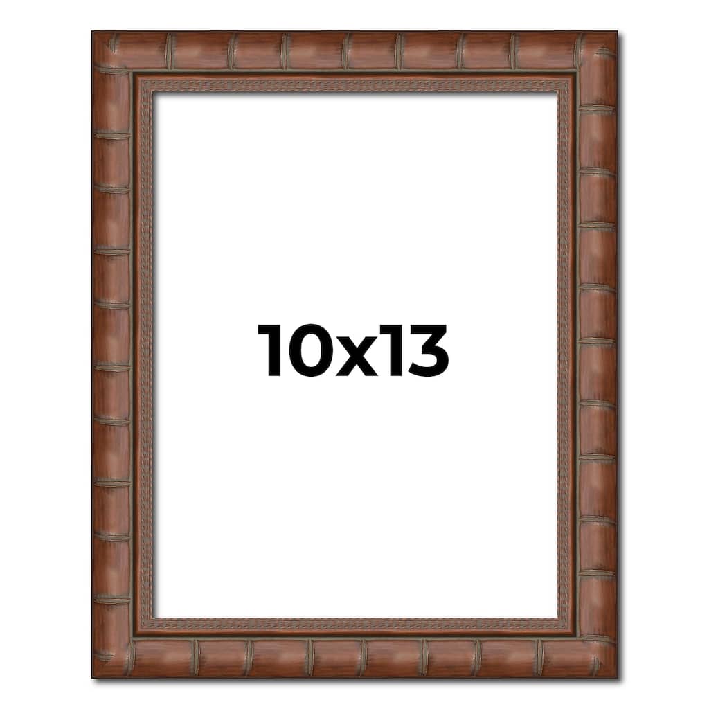 10x13 Brown Modern Bamboo Picture Frame - UV Acrylic, Foam Board Backing, Hanging Hardware
