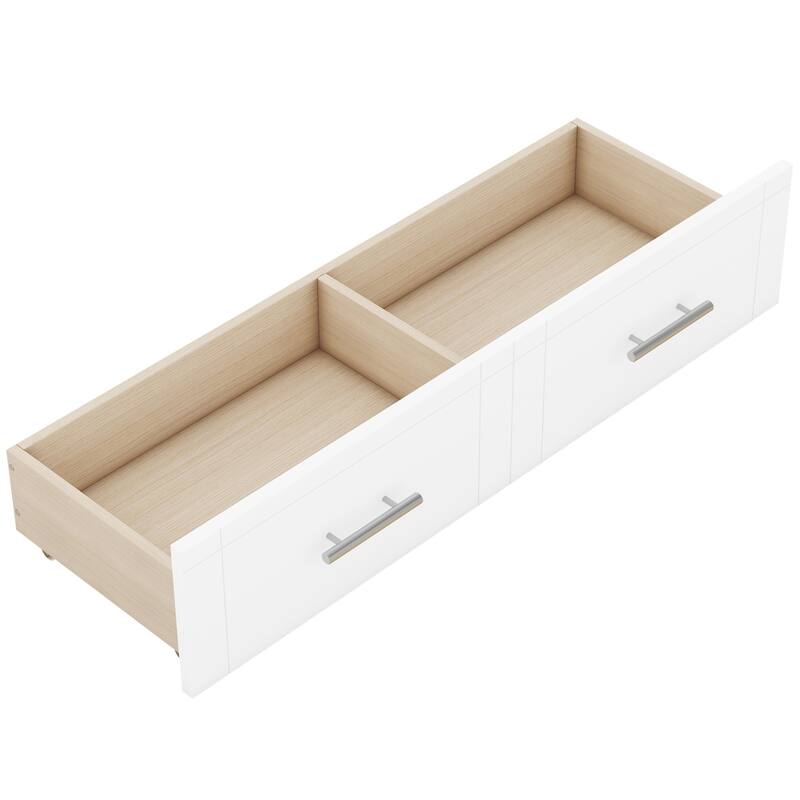 Space-Saving Queen Murphy Bed with Shelves, Drawers & USB Ports in White