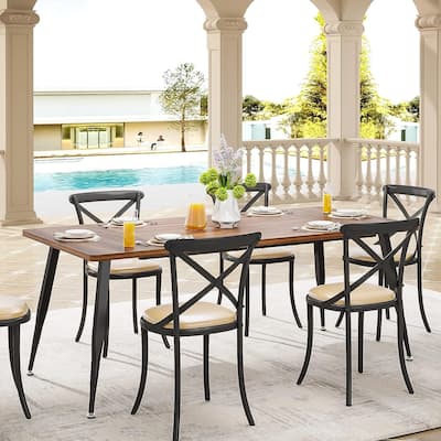 Large Dining Table for 6 to 8, Kitchen Furniture, Brown/ Black