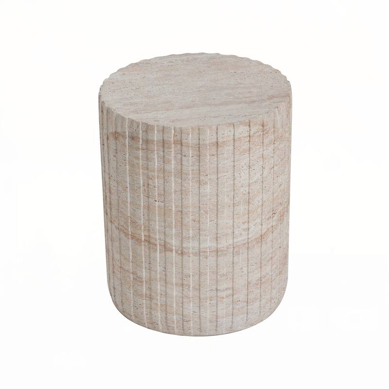 Outdoor/Indoor Lightweight Concrete Side Table,Travertine Finish