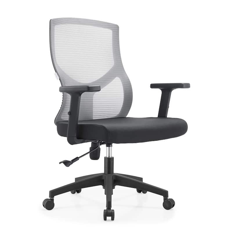 Glen Mid-Back Office Chair with Adjustable Height, Swivel and Tilt by LeisureMod - Light Grey