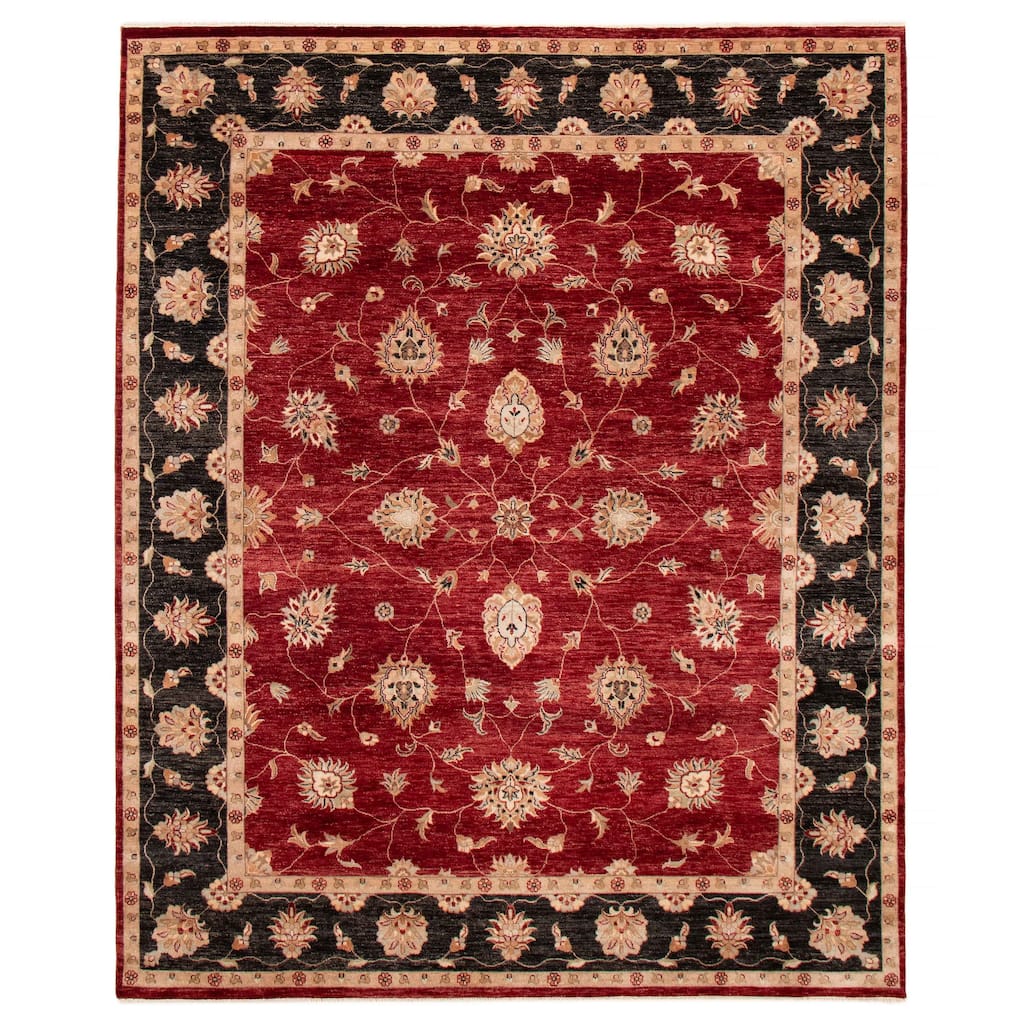 ECARPETGALLERY Hand-knotted Jamshidpour Dark Red Wool Rug - 8' 1" x 10' 1"