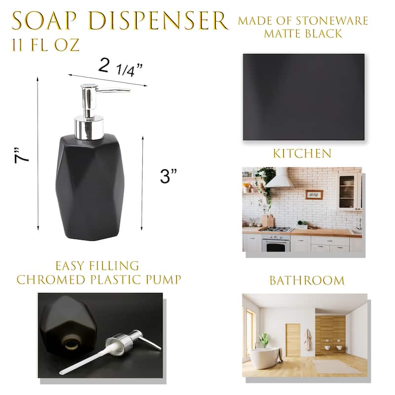 Diamond Bath Set Accessories White or Black