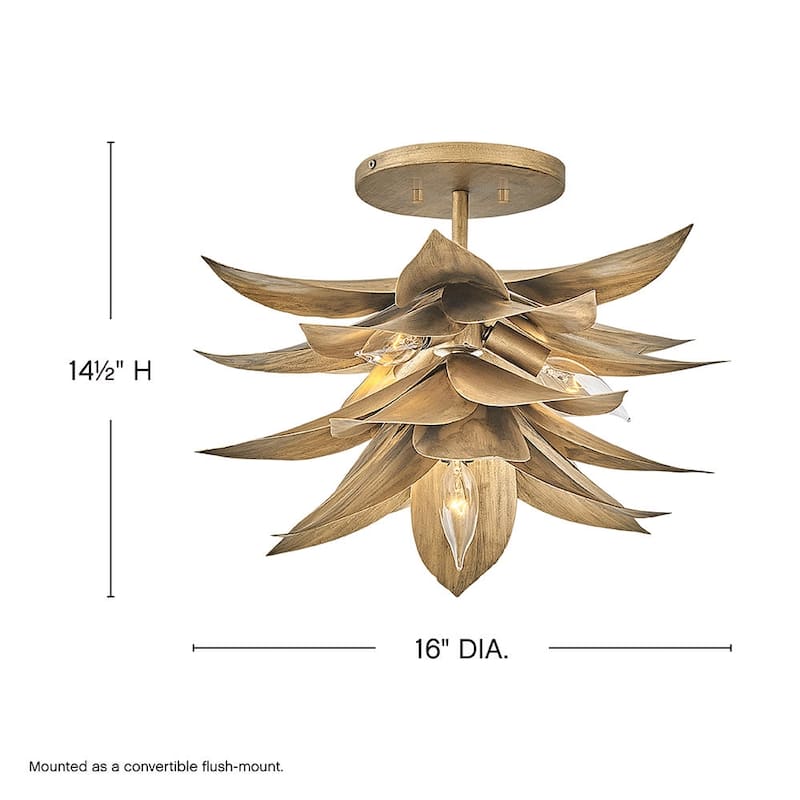 Fredrick Ramond FR30811 Agave 4 Light 16" Wide Convertible Pendant