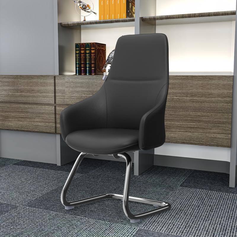 Celeste Modern Leather Office Chair with Iron Frame, Fixed Armrests, Foam Padding, Easy-Clean Upholstery & Quick Assembly