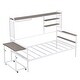 preview thumbnail 19 of 54, Roomfitters Twin/ Full Size Metal Daybed with Movable Desk, Metal Grid Design, Functional Shelves and Hanging Rack