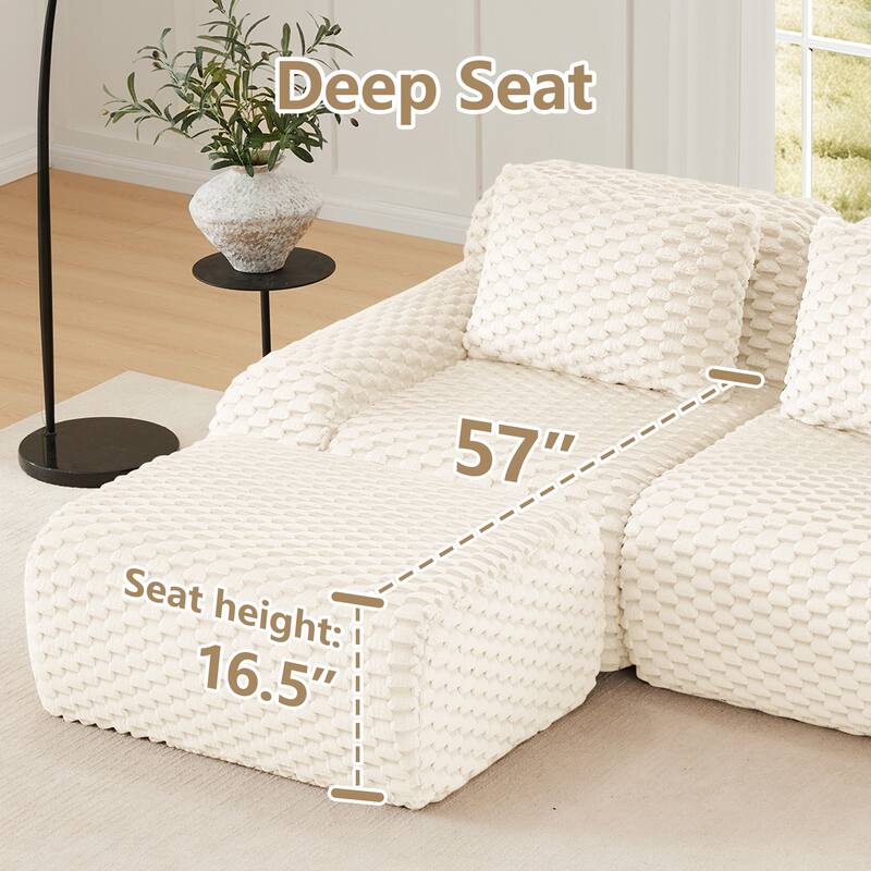 Roomfitters 82" Modular L-Shape Flannelette Sectional, No Assembly Boneless Cloud Sofa