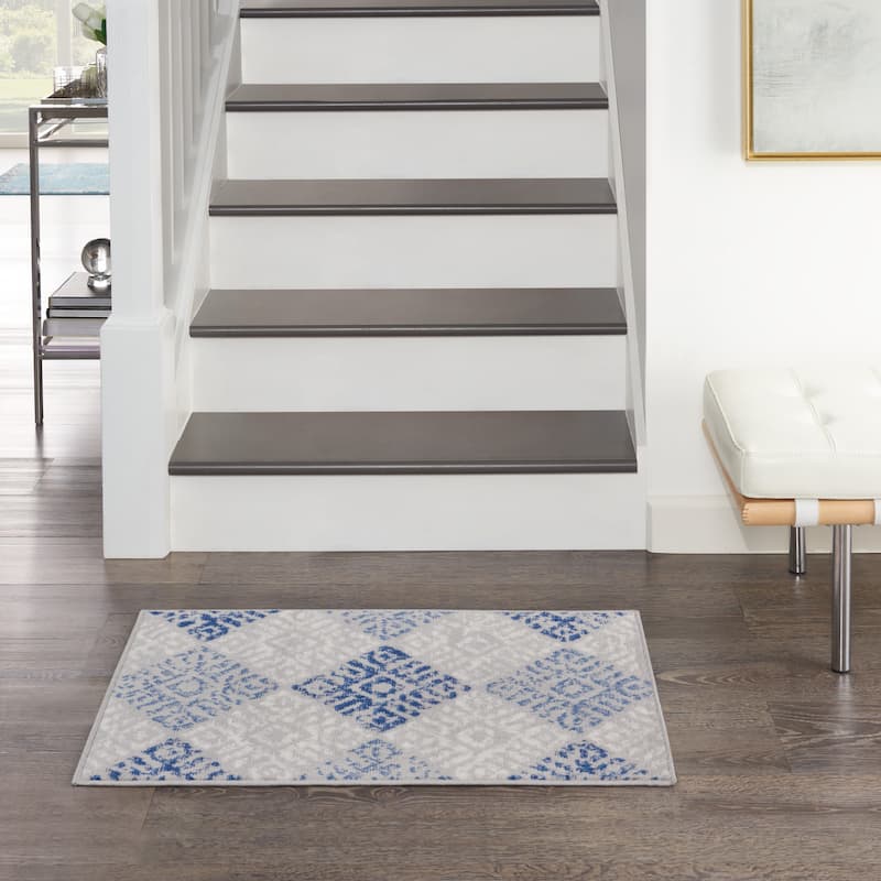 Nourison Whimsicle Boho Geometric Grey Blue Area Rug - 2' x 3' - Grey Blue - Runner/Rectangle