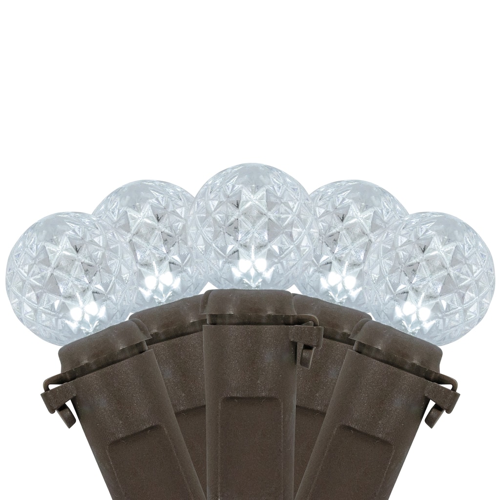 LED G12 Berry Christmas Lights - Pure White - 16' Brown Wire - 50ct