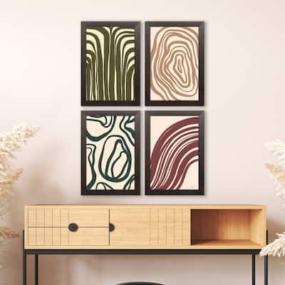 Paragon Organic Abstracts Non-Glass Framed Art - Set of 4