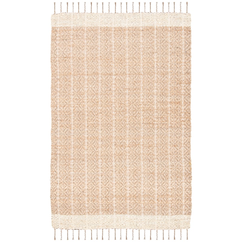 SAFAVIEH Handmade Cape Cod Senada Jute Tassel Rug - 6' Square - Ivory/Natural