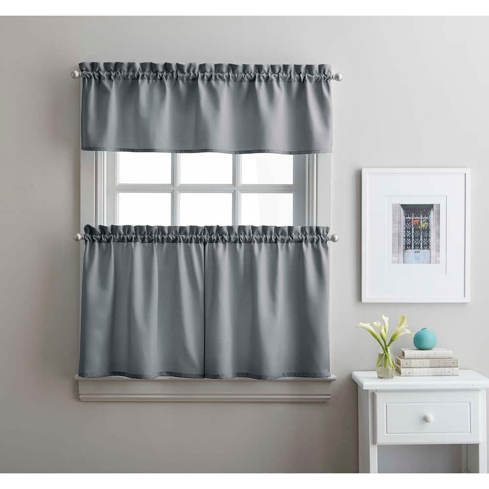 Curtainworks Solid Twill 3-Piece Kitchen Curtain Tier Set