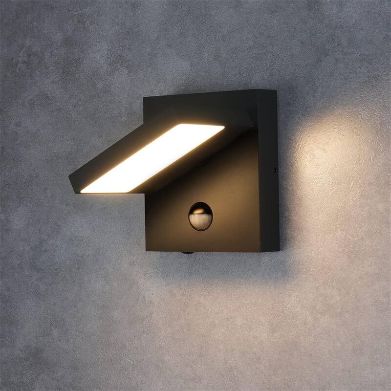 LED Motion Sensor Outdoor Wall Sconce Light - Black