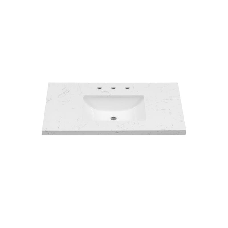 37'' Engineered Stone Vanity Top with Undermount Sink - 37.00 L x 22.00 D x 7.70 H"