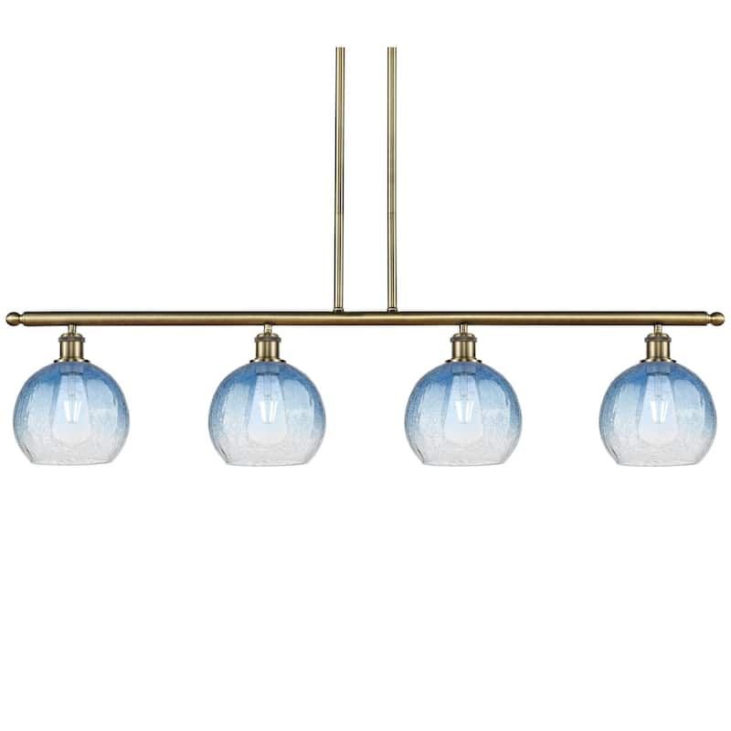 Innovations Lighting 516-4I-11-48 Brookhaven Globe Linear Brookhaven - Antique Brass / Sapphire Blue