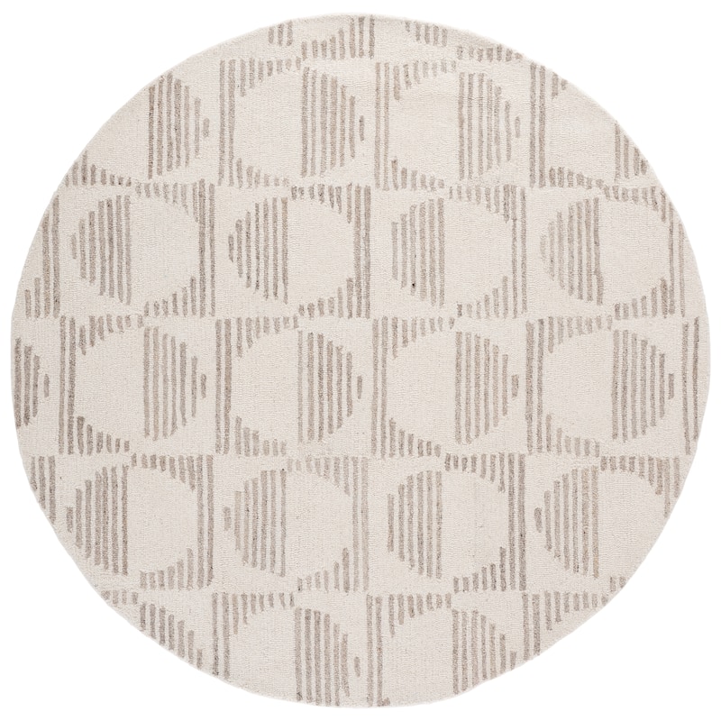 SAFAVIEH Handmade Metro Valeska Wool Rug - 6' Round - Natural/Ivory