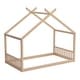 preview thumbnail 5 of 18, Montessori House-shape Bed Frame for Kids Toddler Floor Bed with Fence Headboard Footboard, Low Wooden Tent Bed Without Slats