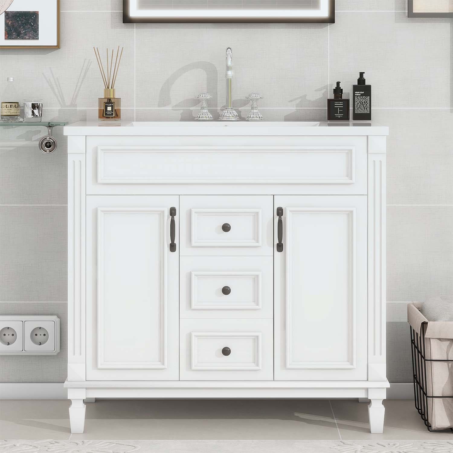 Modern Bathroom Vanity with Multiple Storage Options and Stylish Design