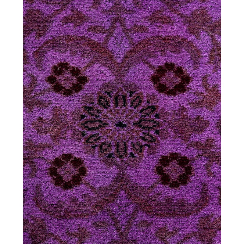 Overdyed One-of-a-Kind Hand-Knotted Area Rug - Purple - 2' 6" x 17' 10"