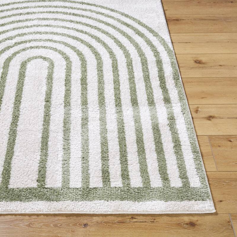 Livabliss Scandinavian Fossay Shag Stripe Washable Area Rug
