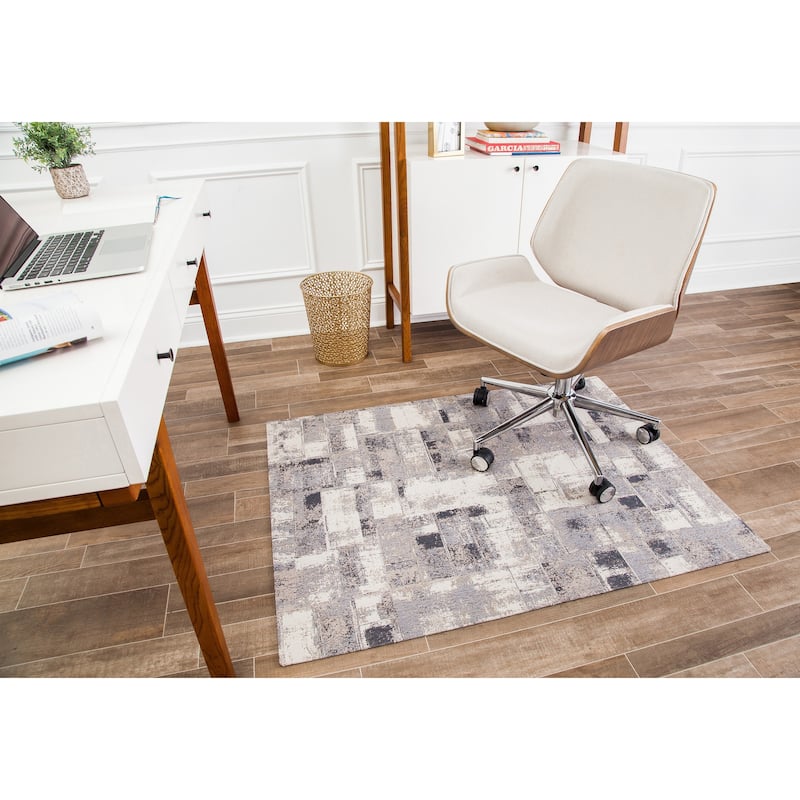Jani 40"x54" Rug'd Chair Mat-Rug Style Office Chairmat for Carpet & Hard Floors| 0.25" Thick |Non-Slip, Foldable Desk Chair Mat