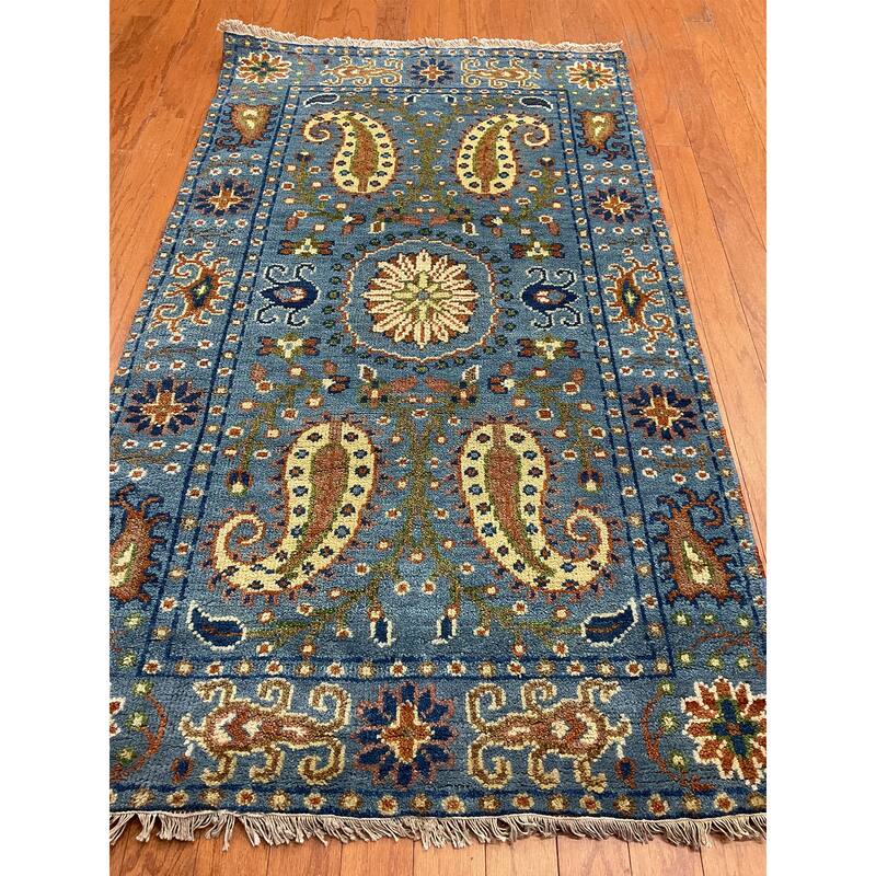 HERAT ORIENTAL Handmade Kazak Paisley Design Wool Rug - 3' x 5'