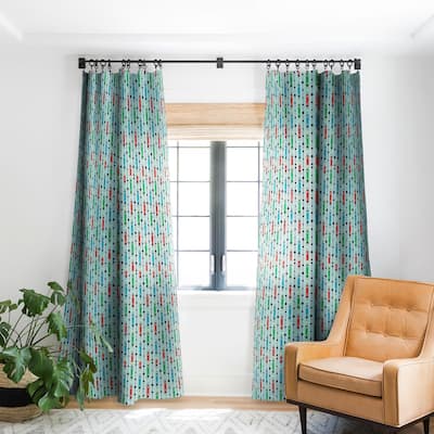 Blackout Pointy Retro Aqua Made-to-Order Curtain Panel (One Panel)